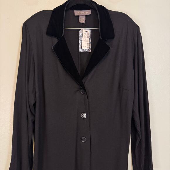 Designs & Co Lane Bryant Coat 18/20 Black Wool Velour Collar 3-Buttoned NWT USA - Picture 3 of 9